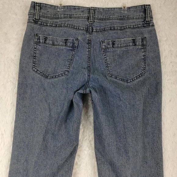 Duplex Womens Jeans Straight Leg Blue Denim Medium Wash Mid Rise Stitching 10 - Picture 4 of 12